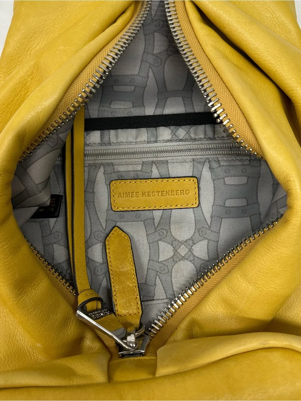 Aimee Kestenberg Mustard Yellow Leather Backpack with Front Zip